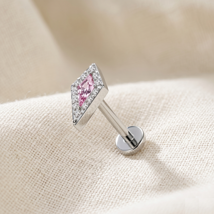 Titanium Spear CZ Threadless Stud
