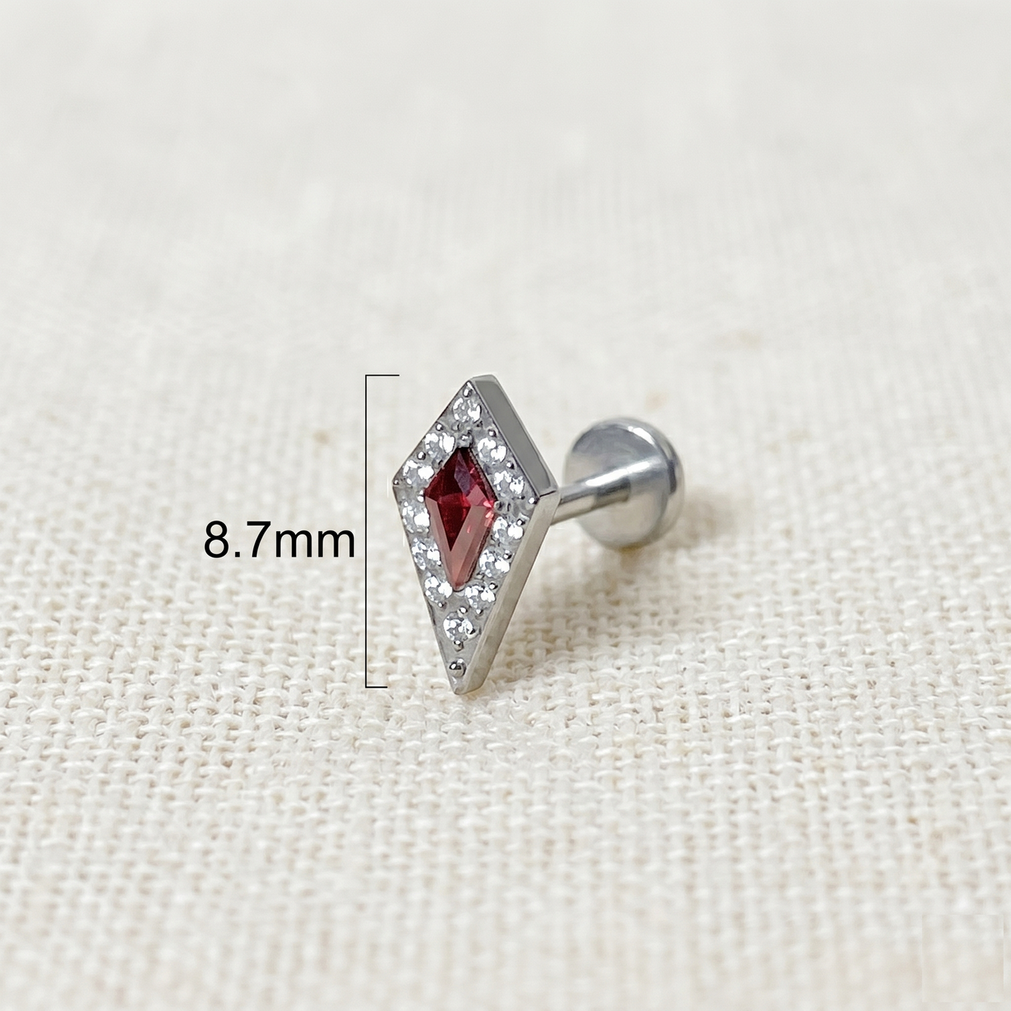 Titanium Spear CZ Threadless Stud