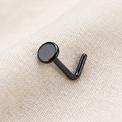 Titanium Round Disc L-Bend Nose Ring