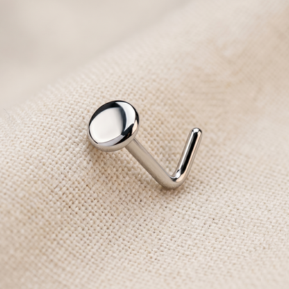 Titanium Round Disc L-Bend Nose Ring