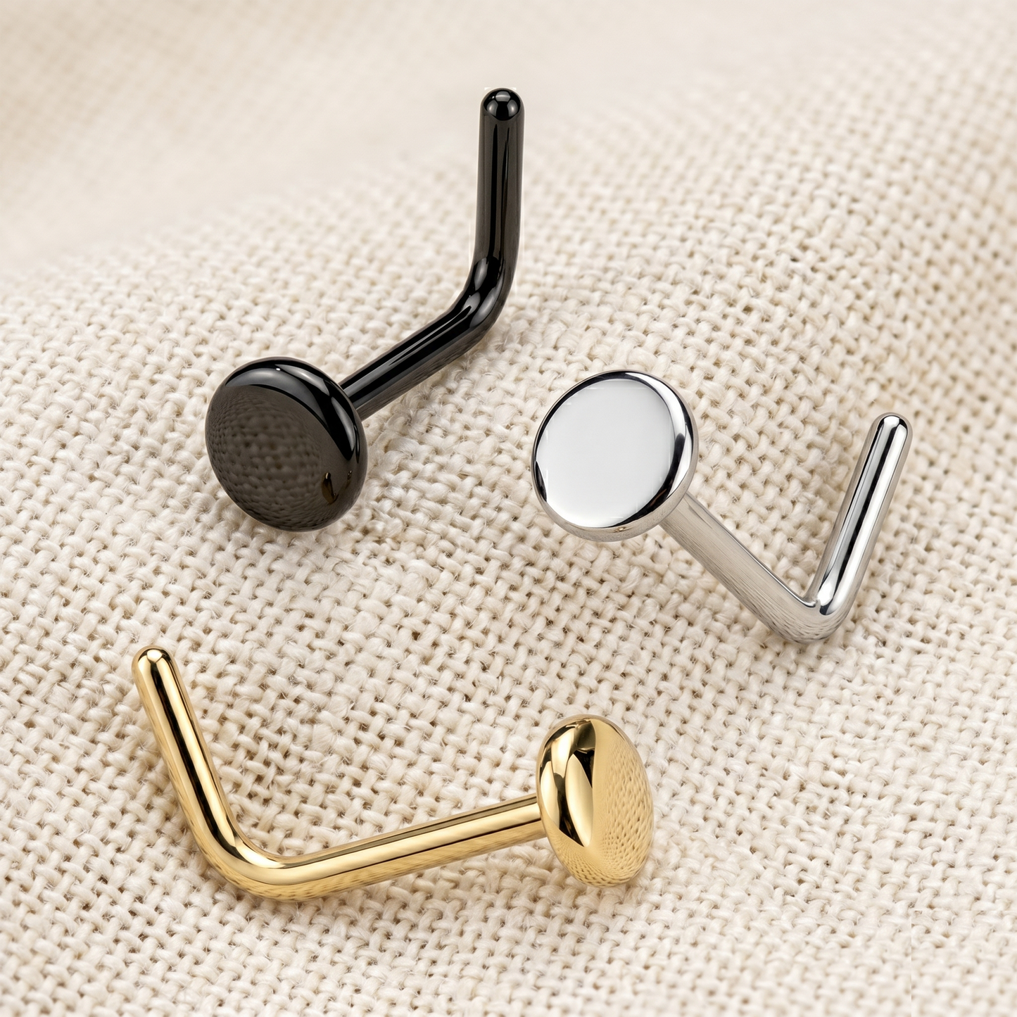 Titanium Round Disc L-Bend Nose Ring