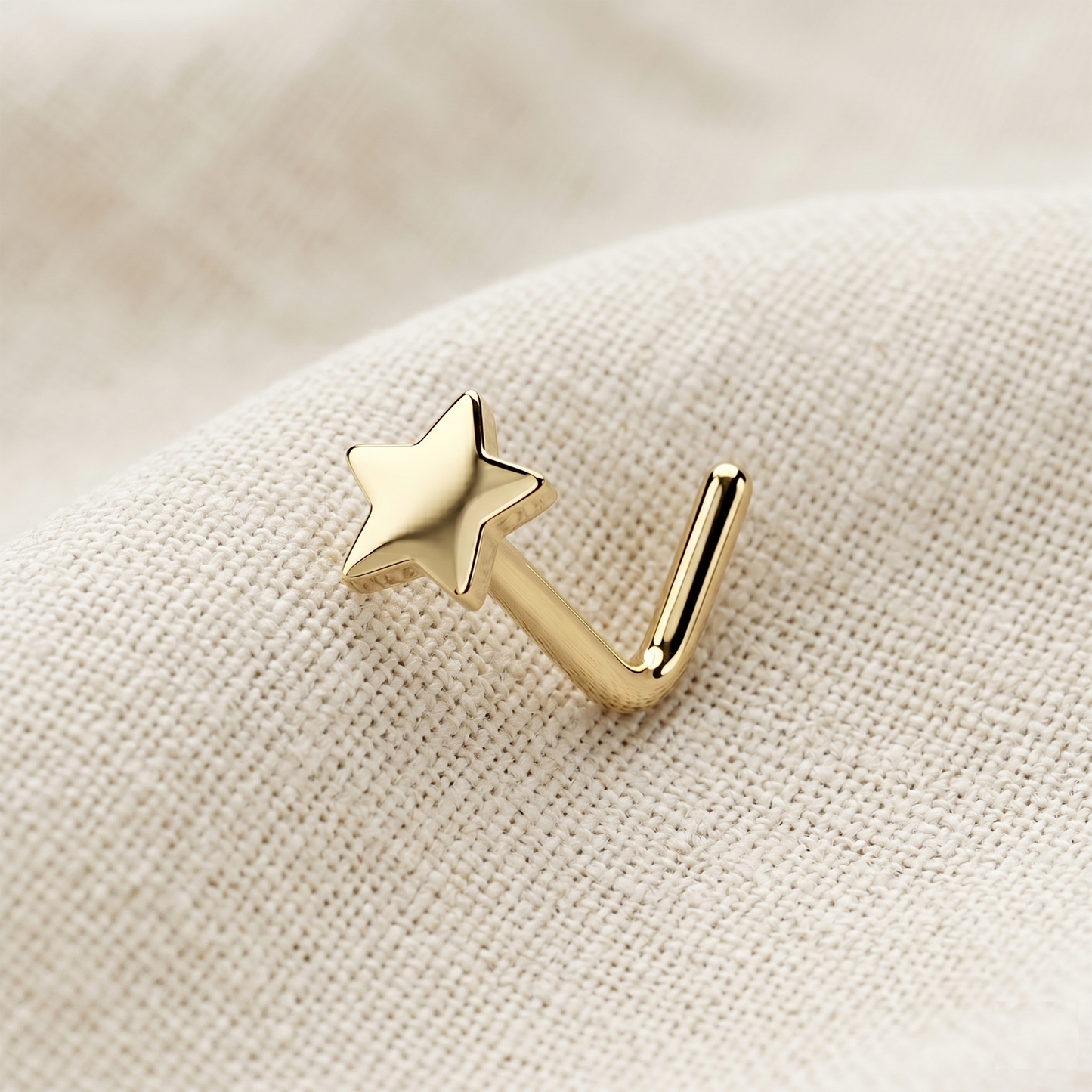 Titanium Star Top L-Bend Nose Ring