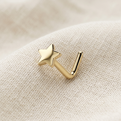 Titanium Star Top L-Bend Nose Ring