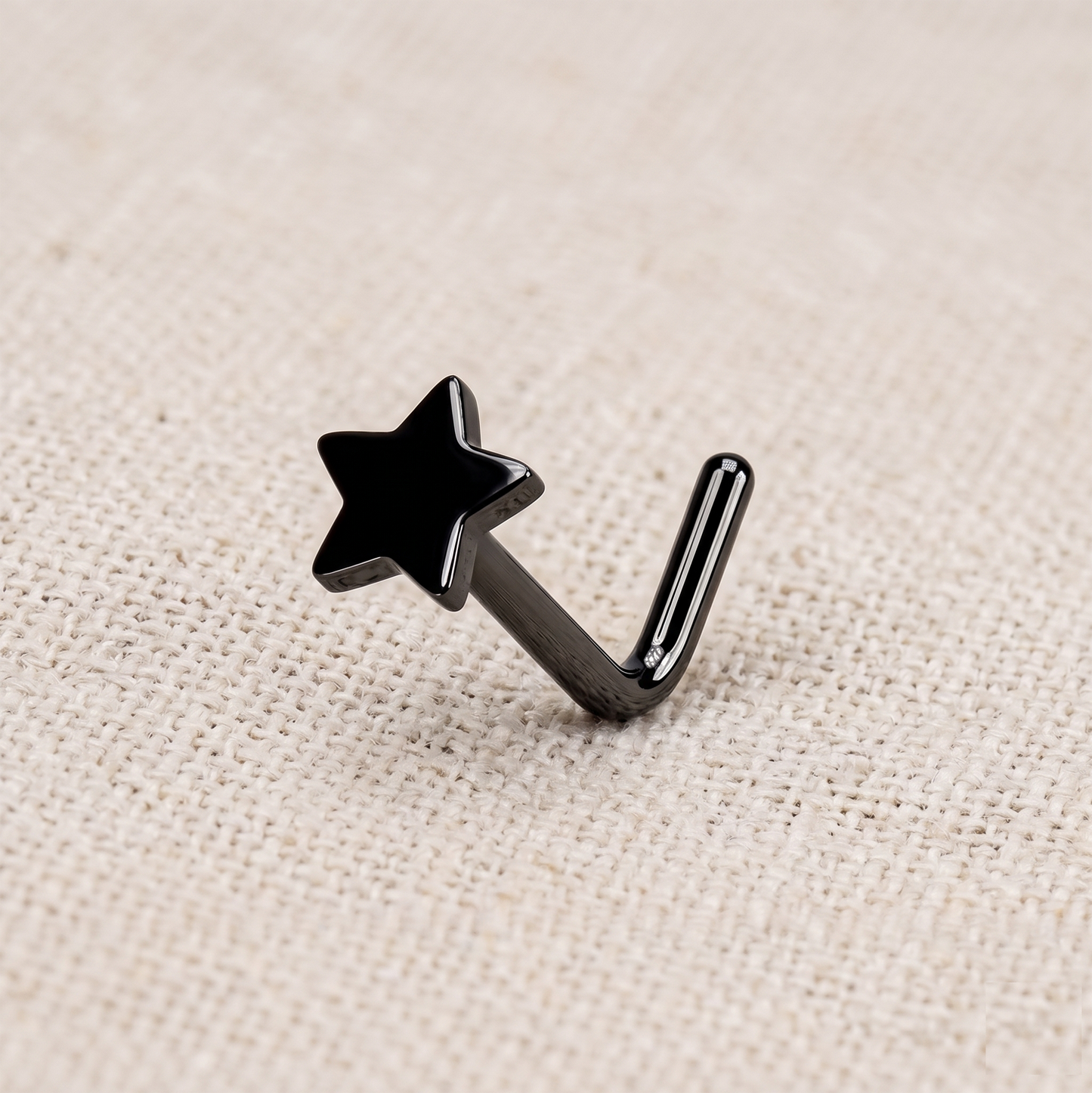 Titanium Star Top L-Bend Nose Ring