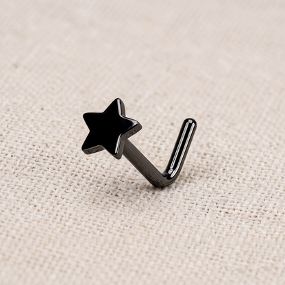 Titanium Star Top L-Bend Nose Ring