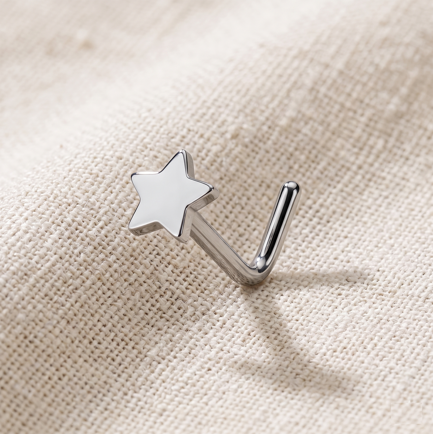 Titanium Star Top L-Bend Nose Ring