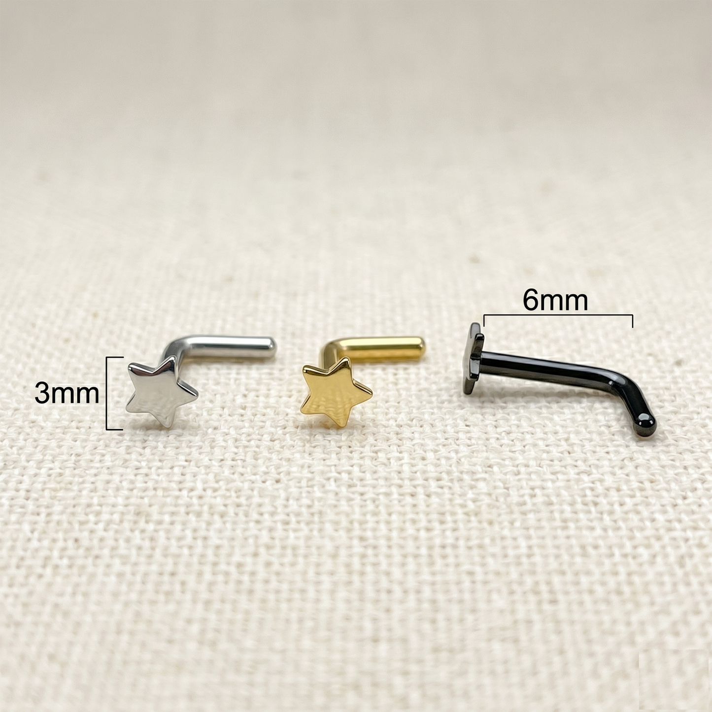 Titanium Star Top L-Bend Nose Ring