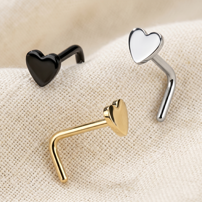 Titanium Heart Top L-Bend Nose Ring