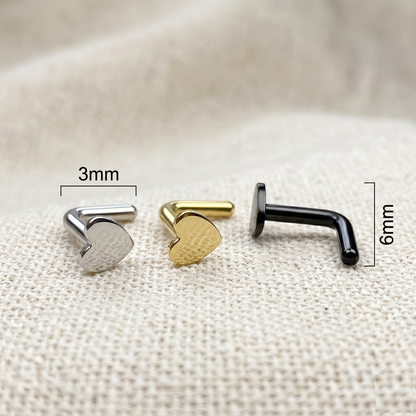 Titanium Heart Top L-Bend Nose Ring