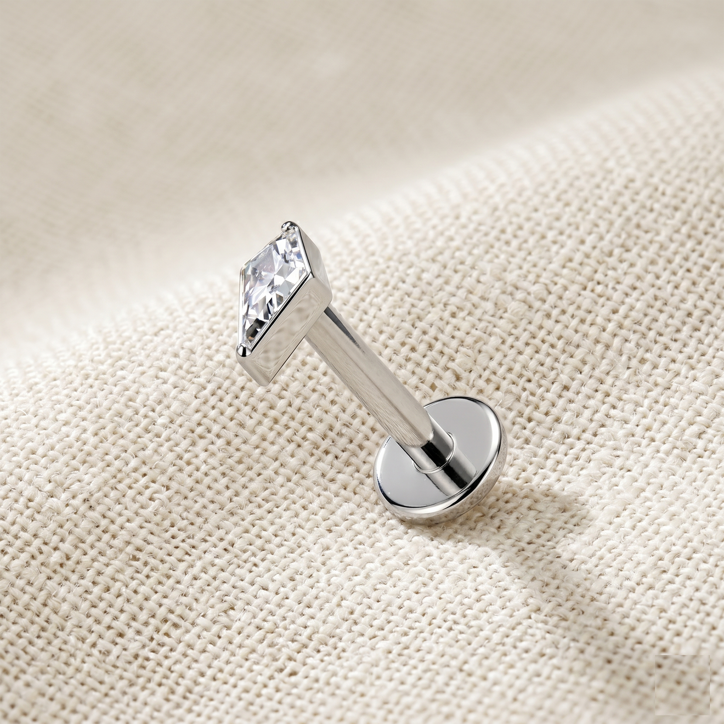 Titanium CZ Spear Threaded Labret Stud 16G