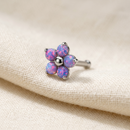 Surgical Steel Opal Flower Nose Bone Stud 20G