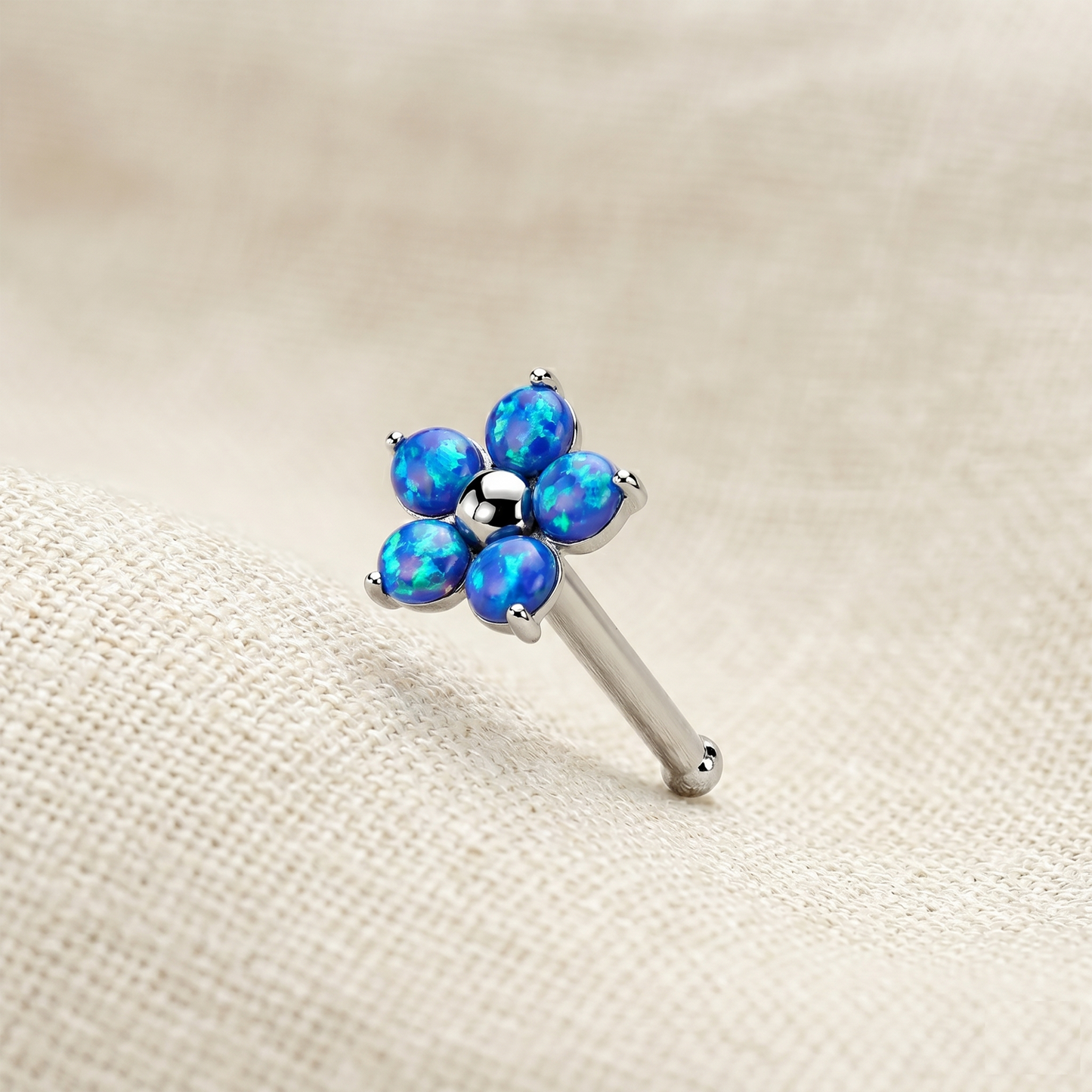 Surgical Steel Opal Flower Nose Bone Stud 20G