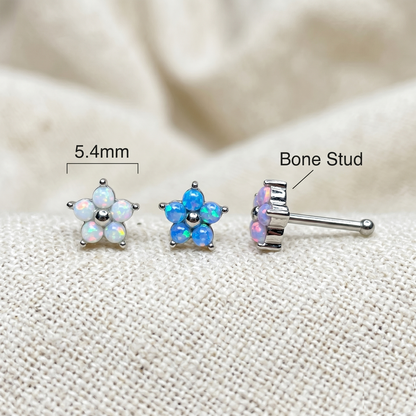 Surgical Steel Opal Flower Nose Bone Stud 20G