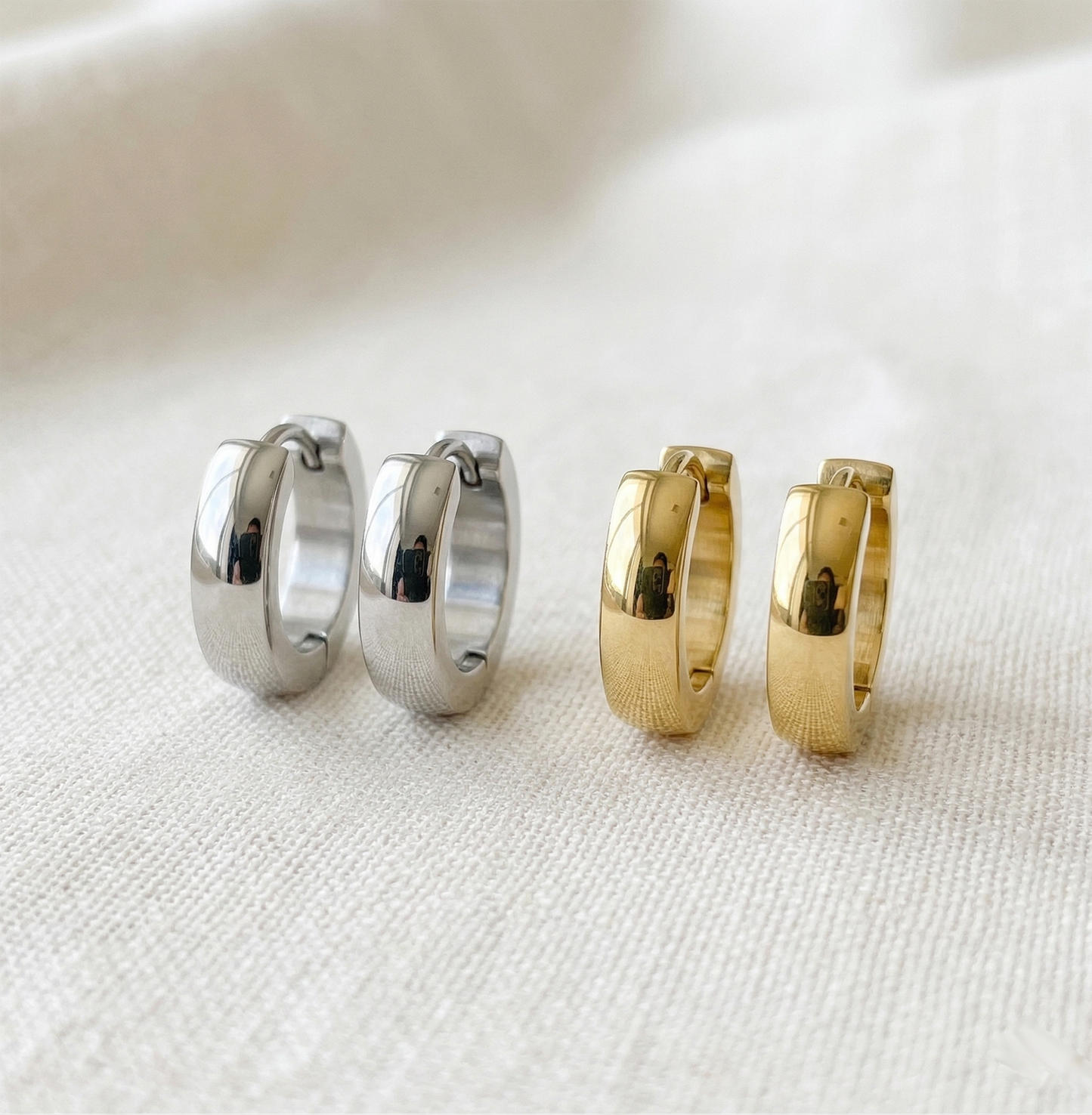 Surgical Steel Dome Huggie Hoop Earrings 4mm 20G