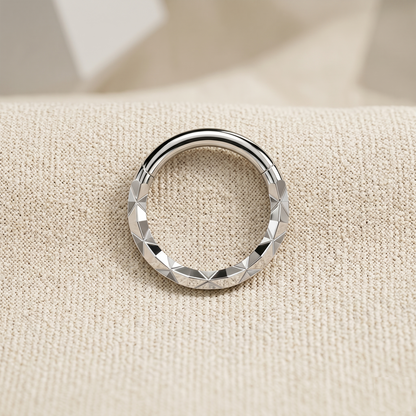 Surgical Steel X-Faceted Front Hinged Segment Hoop 16G