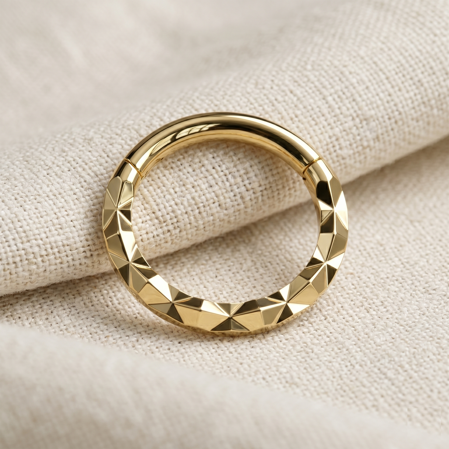 Surgical Steel X-Faceted Front Hinged Segment Hoop 16G