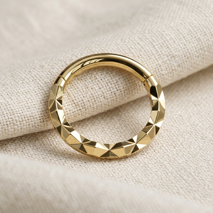 Surgical Steel X-Faceted Front Hinged Segment Hoop 16G