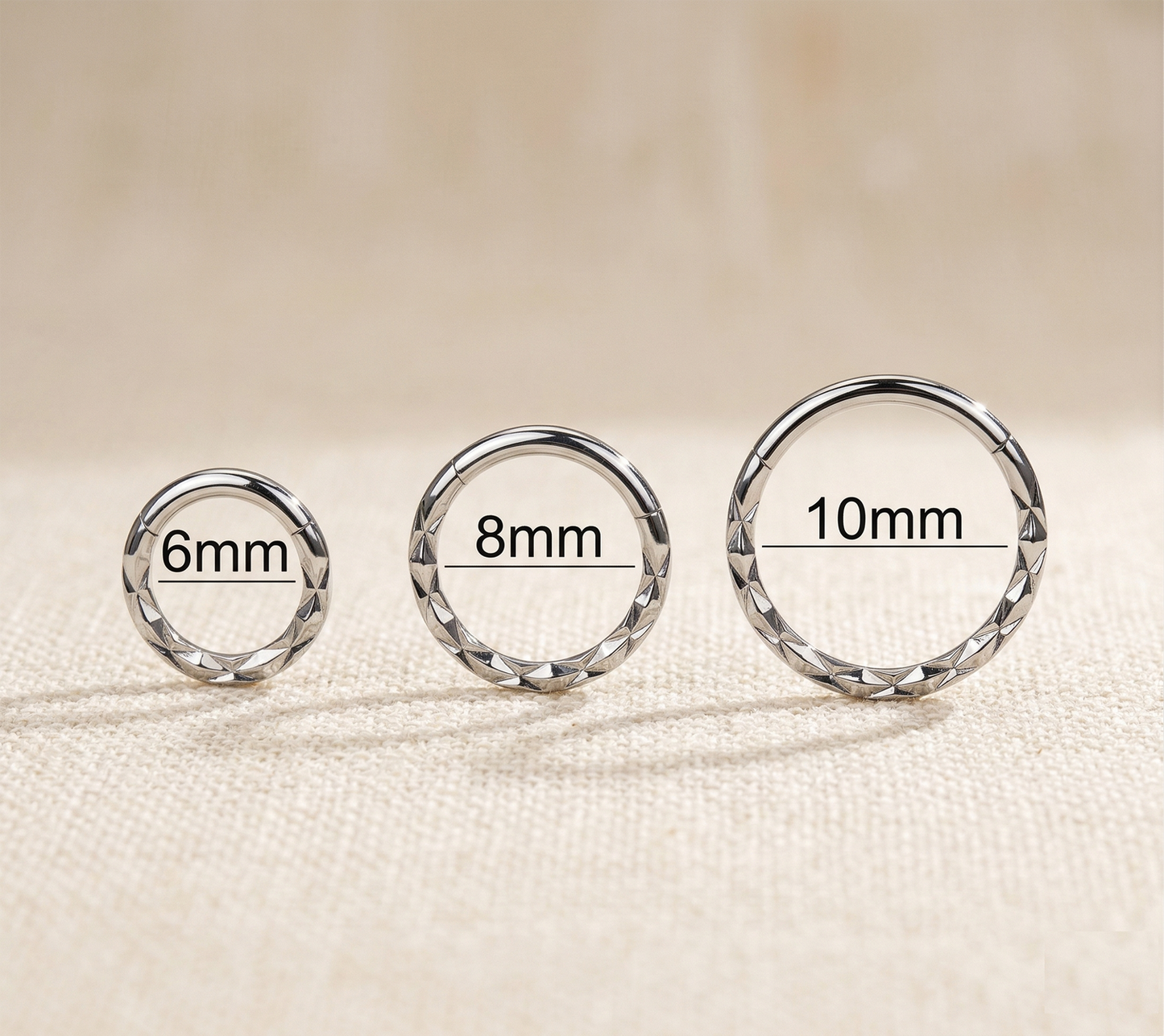 Surgical Steel X-Faceted Front Hinged Segment Hoop 16G