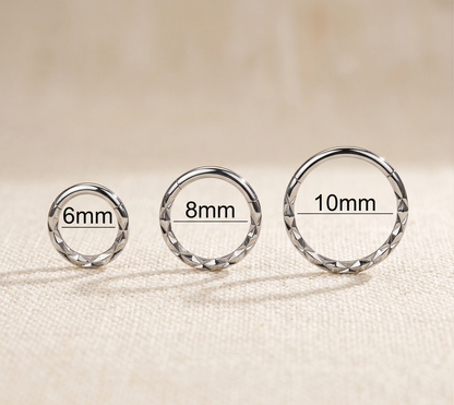 Surgical Steel X-Faceted Front Hinged Segment Hoop 16G