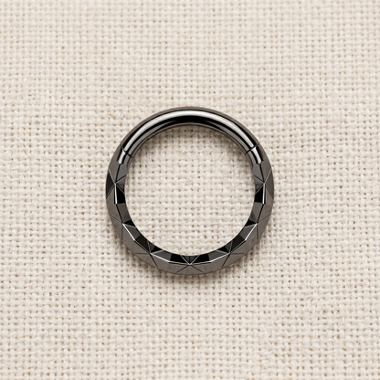 Surgical Steel X-Faceted Front Hinged Segment Hoop 16G