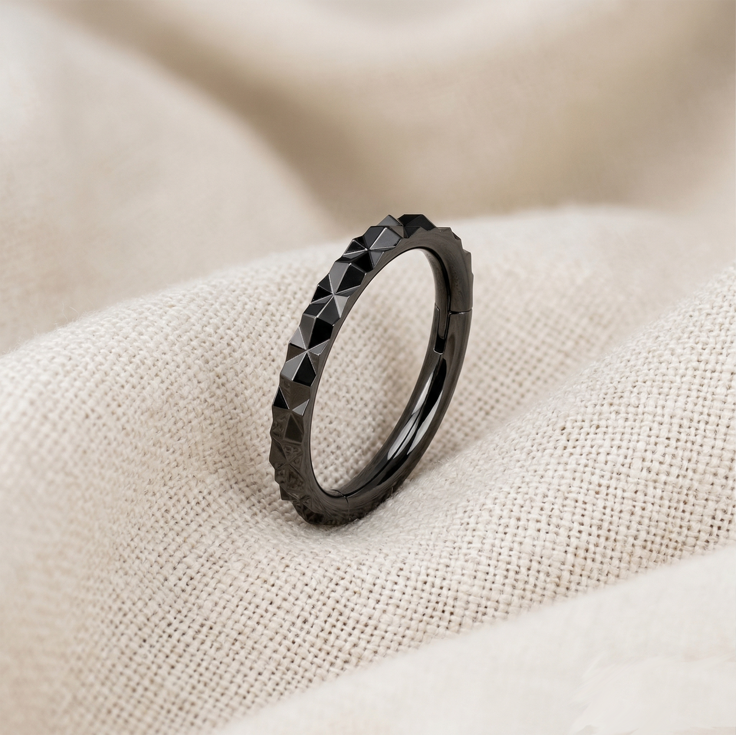 Surgical Steel X-Faceted Hinged Clicker Hoop 16G
