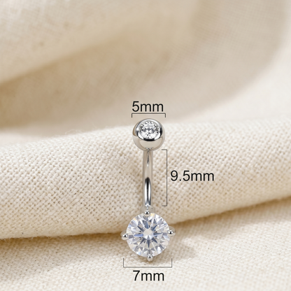 Titanium CZ Prong Set Belly Button Ring 14G