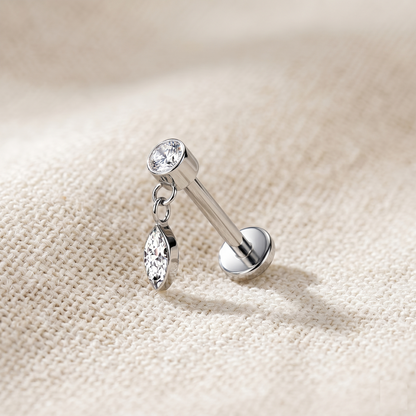 Titanium Marquise CZ Dangle Threadless Stud