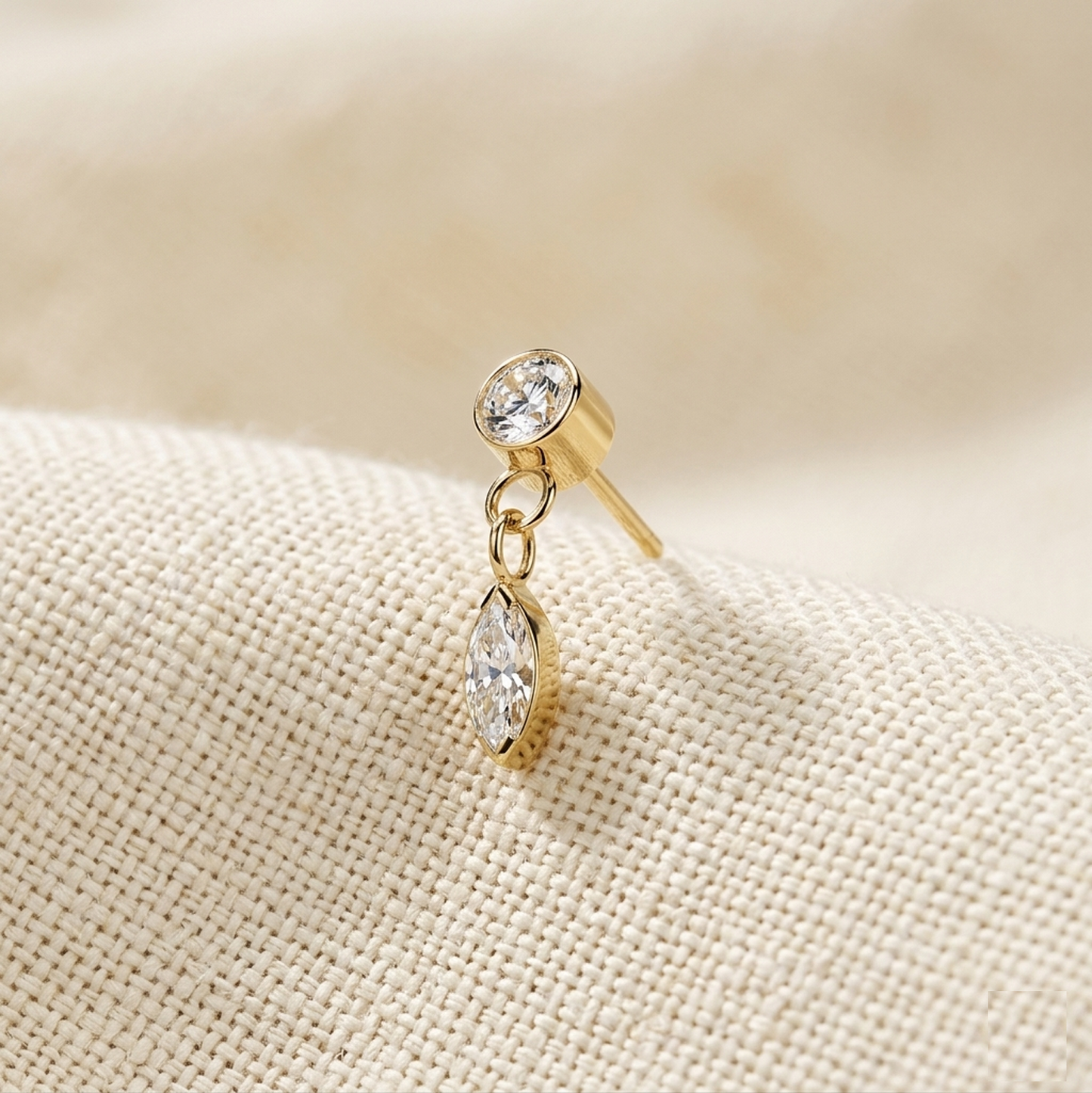 Titanium Marquise CZ Dangle Threadless Top