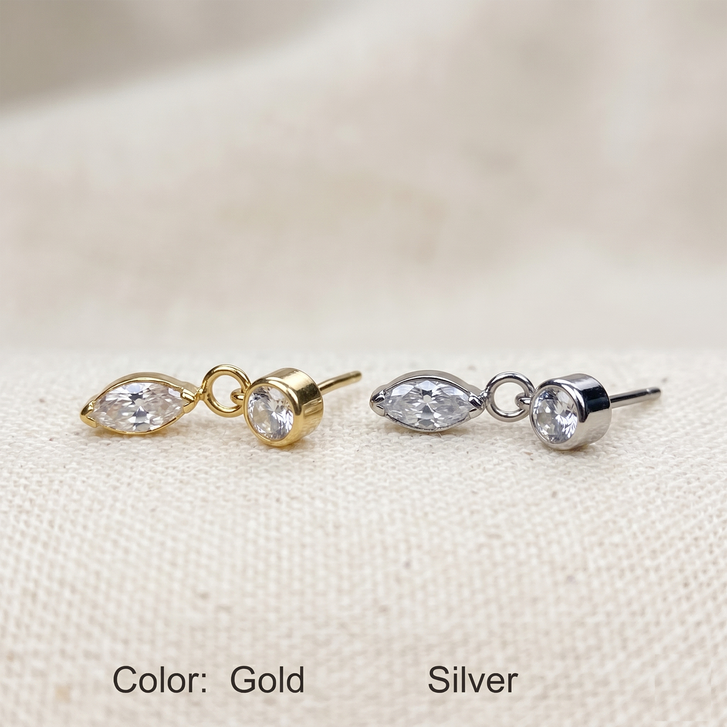 Titanium Marquise CZ Dangle Threadless Top