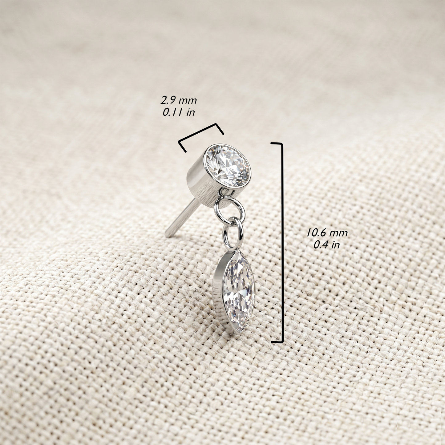 Titanium Marquise CZ Dangle Threadless Top