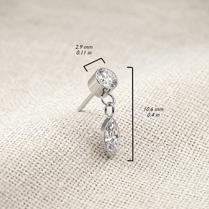 Titanium Marquise CZ Dangle Threadless Top