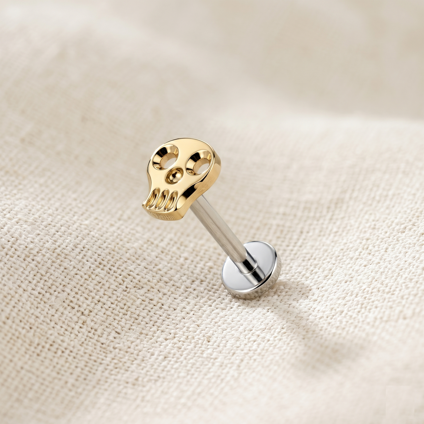Titanium Hollow Skull Threadless Labret Stud