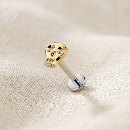 Titanium Hollow Skull Threadless Labret Stud