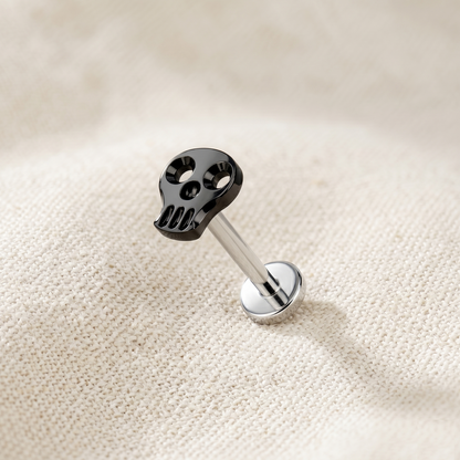Titanium Hollow Skull Threadless Labret Stud