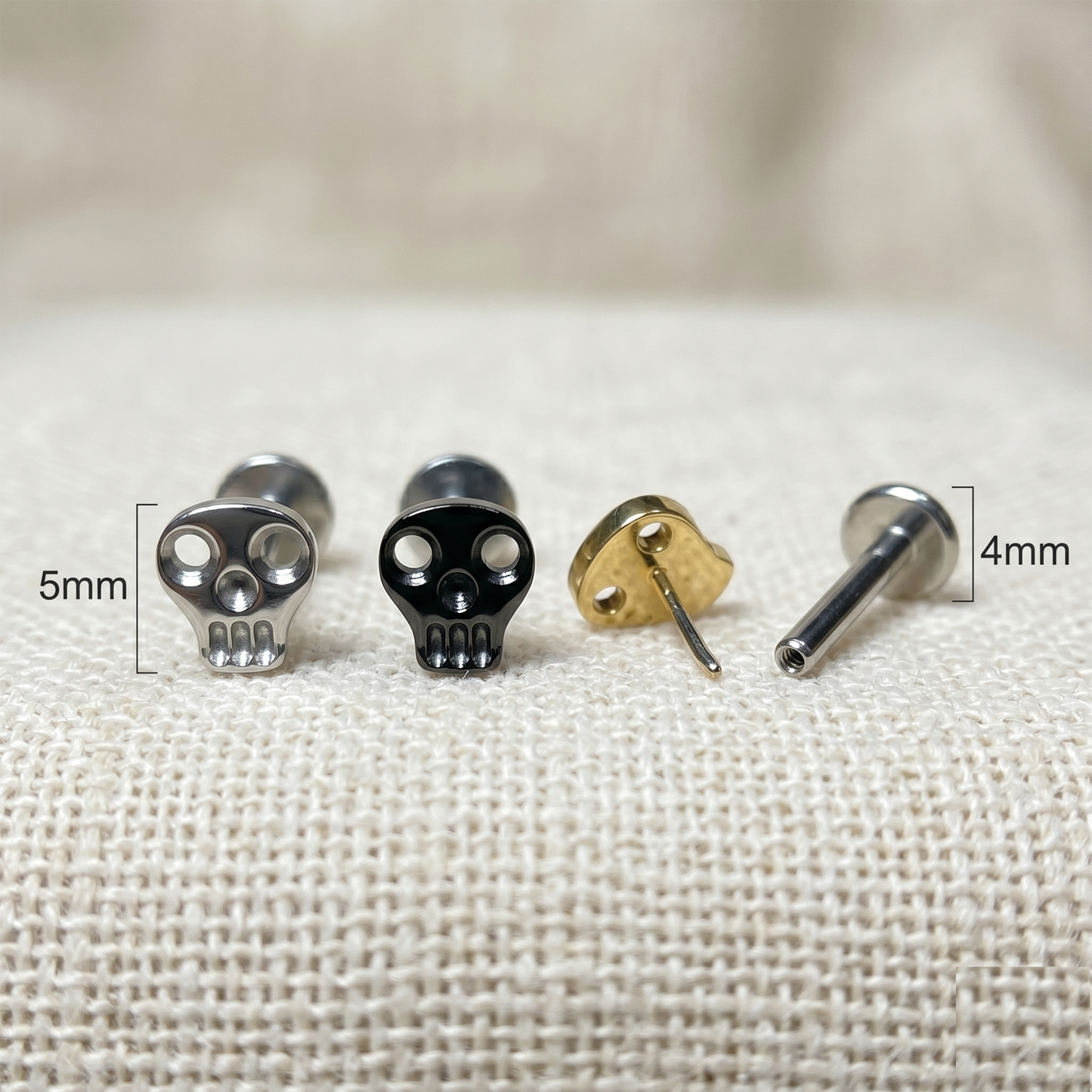 Titanium Hollow Skull Threadless Labret Stud