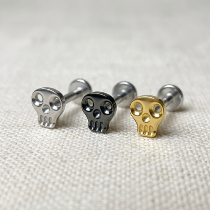 Titanium Hollow Skull Threadless Labret Stud