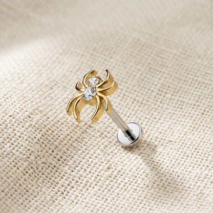 Titanium Spider CZ Threadless Stud