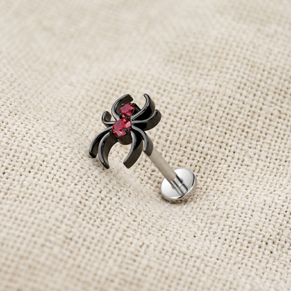 Titanium Spider CZ Threadless Stud