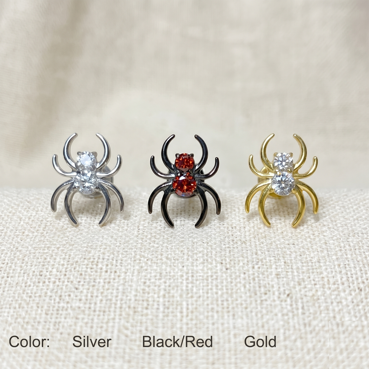 Titanium Spider CZ Threadless Stud