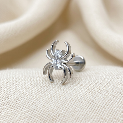 Titanium Spider CZ Threadless Stud