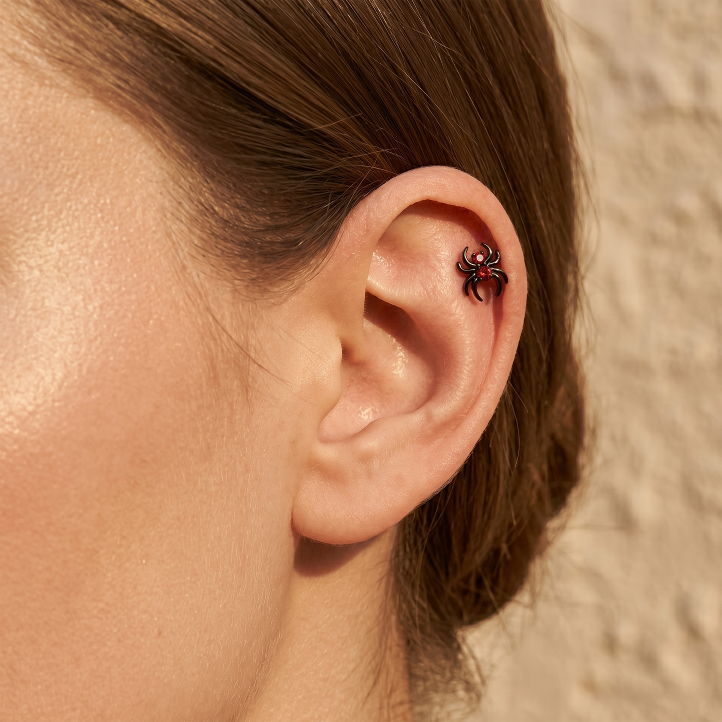 Titanium Spider CZ Threadless Stud