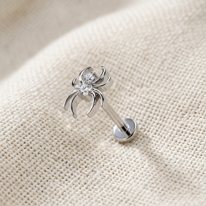 Titanium Spider CZ Threadless Stud