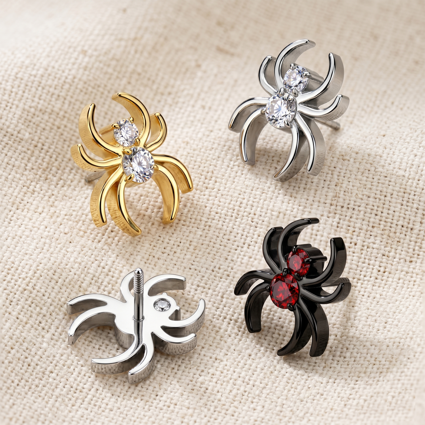 Titanium Spider CZ Threadless Top
