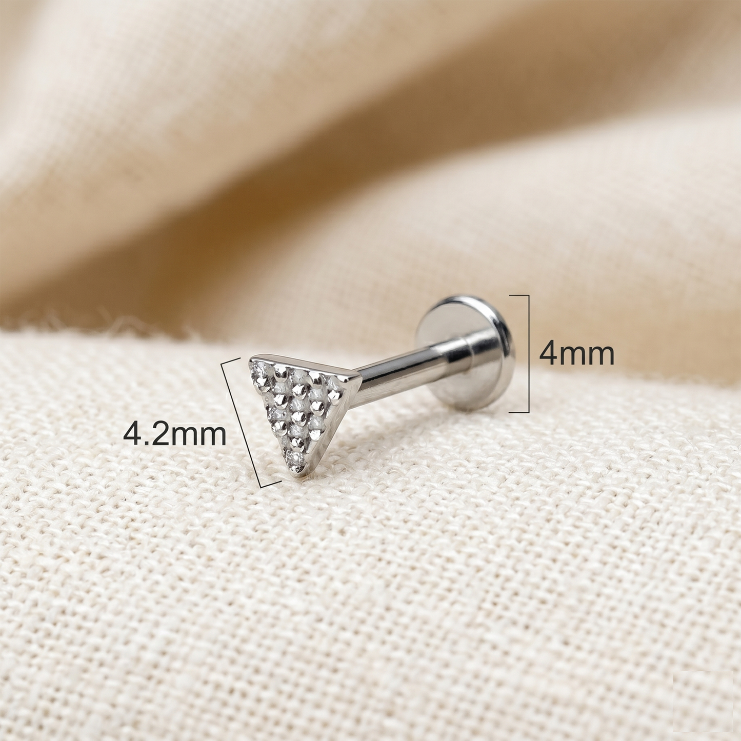 Titanium Triangle Dia-Cut Threadless Stud