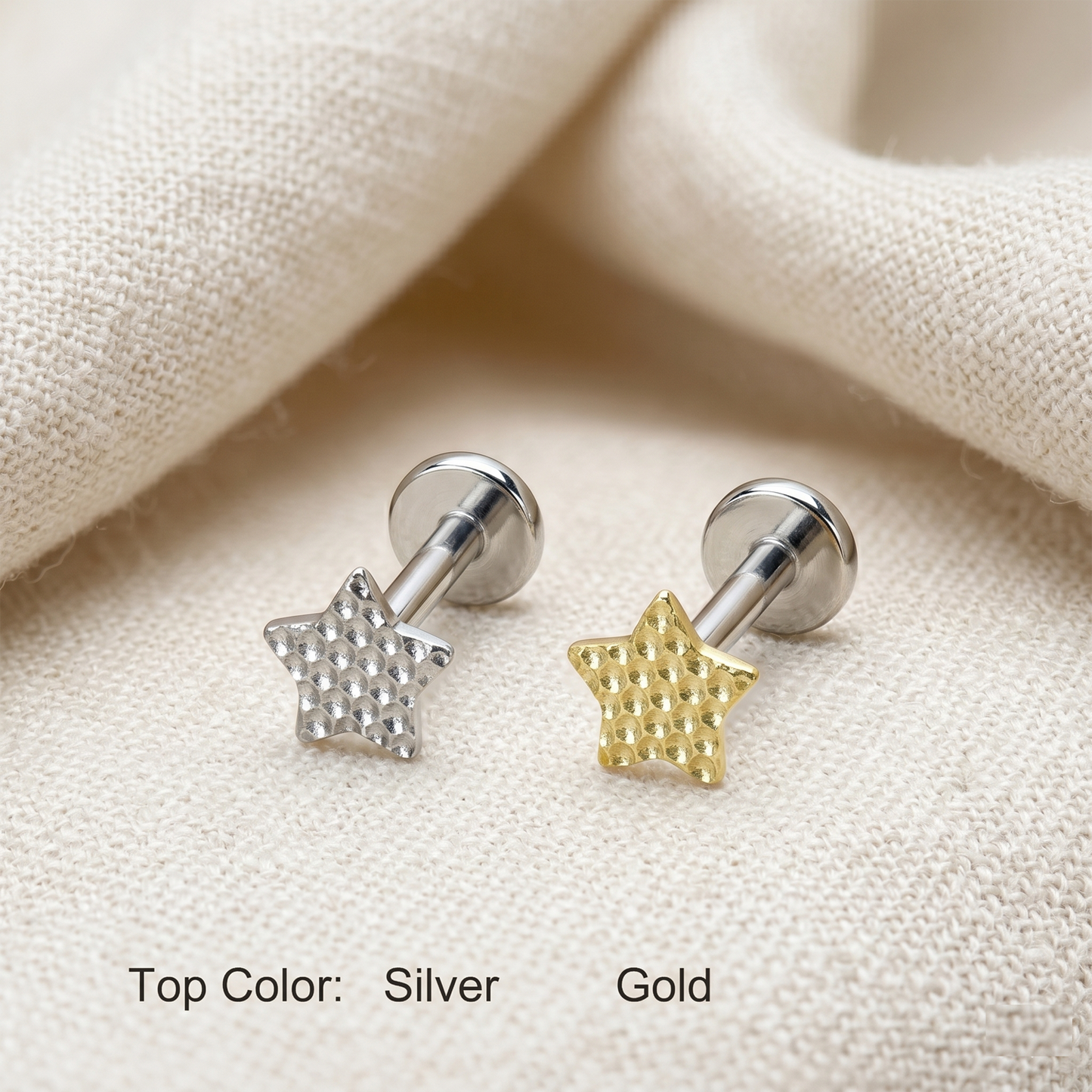 Titanium Dia-Cut Star Threadless Labret Stud 16G 18G 20G