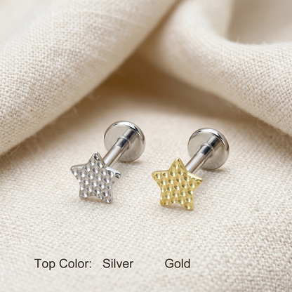 Titanium Dia-Cut Star Threadless Labret Stud 16G 18G 20G
