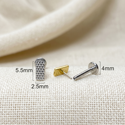 Titanium Rectangle Dia-Cut Threadless Stud