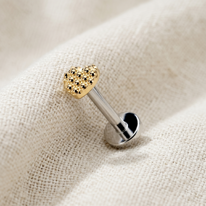 Titanium Heart Threadless Labret Stud