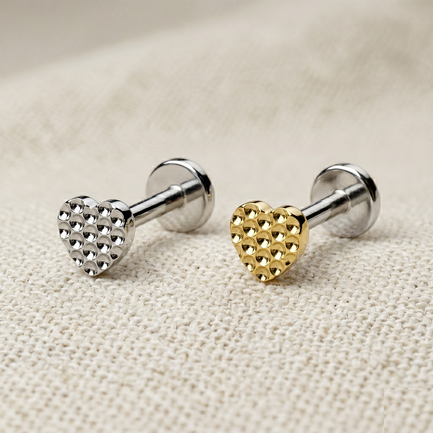 Titanium Heart Threadless Labret Stud