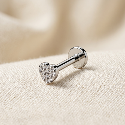 Titanium Heart Threadless Labret Stud